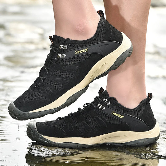 New Low-Top Lace-Up Hiking Shoes for Men Outdoor Hiking Shoes Travel Casual Shoes Breathable Treking Footwear Non-Slip Sneakers