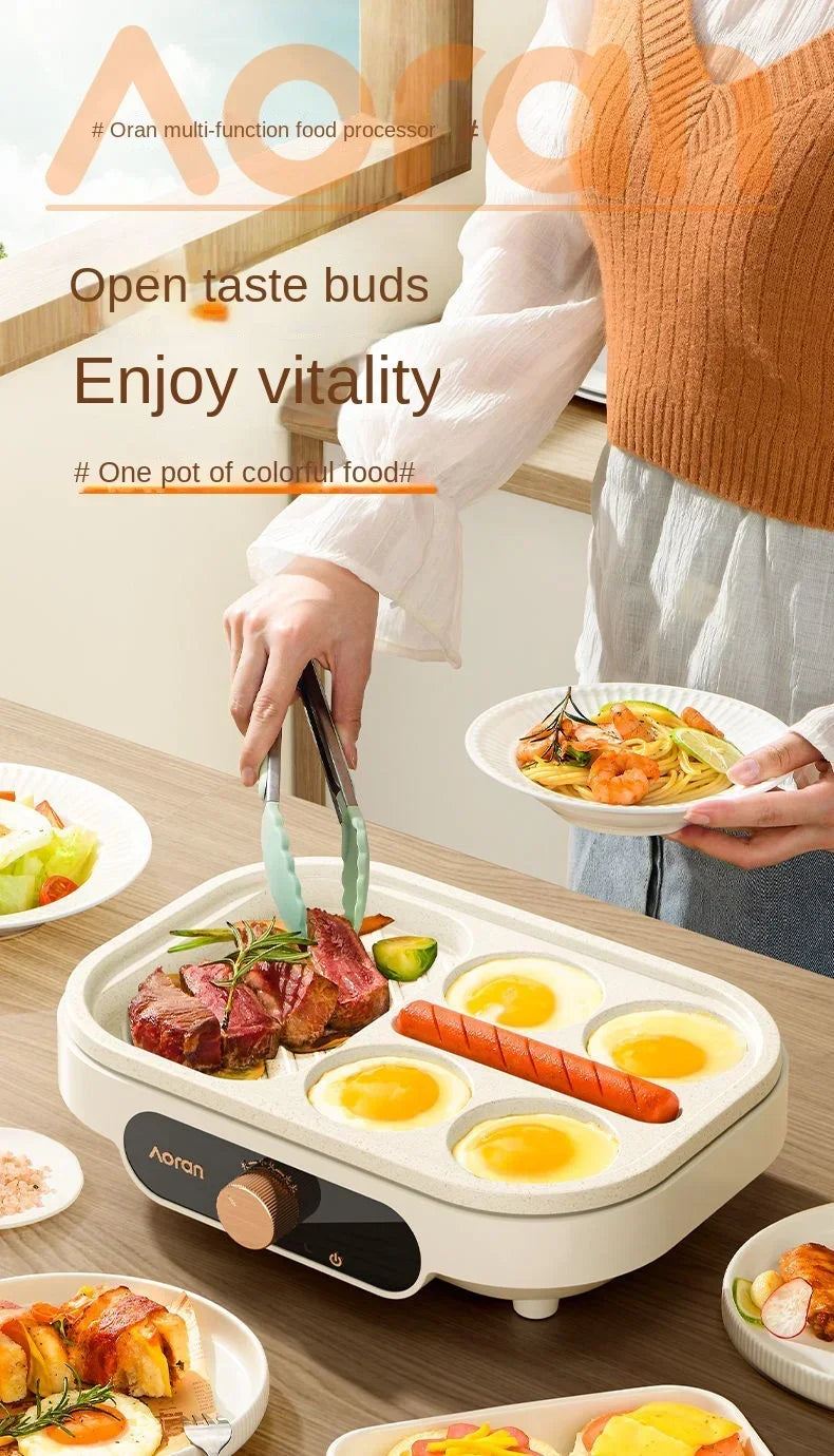 Fried egg barbecue burger machine non-stick small flat household frying pan breakfast egg burger pancake pan four-hole fried egg
