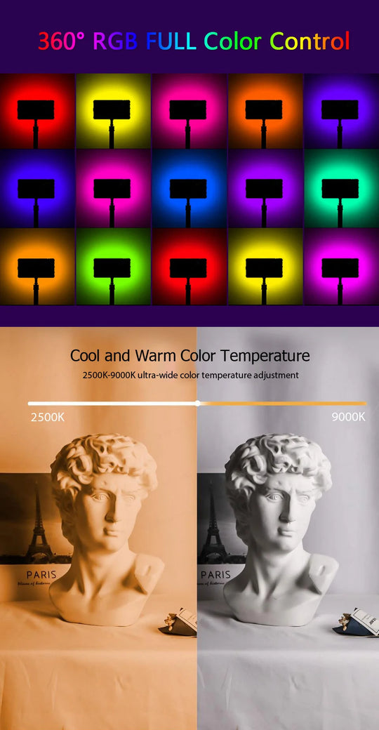 2500K-8500K Bi-Color CRI 95+ RGB LED Camera Video Light Photographic Fill Panel Pocket Lighting Full Color Lamp for YouTube Vlog