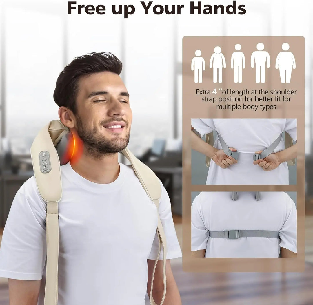 Neck Massager, Cordless Shiatsu Shoulder Back Massager with Soothing Heat, Electric Deep Tissue, for Neck,Waist, Traps, Back