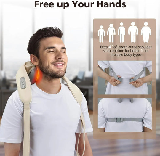 Neck Massager, Cordless Shiatsu Shoulder Back Massager with Soothing Heat, Electric Deep Tissue, for Neck,Waist, Traps, Back