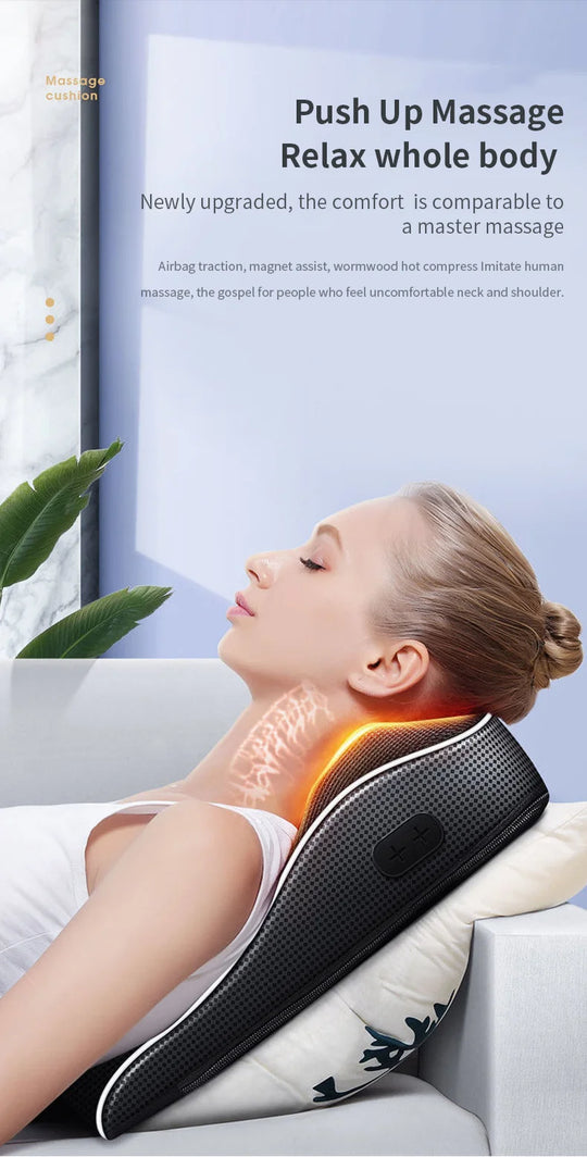 Jinkairui Electric Shiatsu Head Neck Cervical Ttraction Body Massager Car Back Pillow with Heating Vibrating Massage Device - Jscomfortzstore