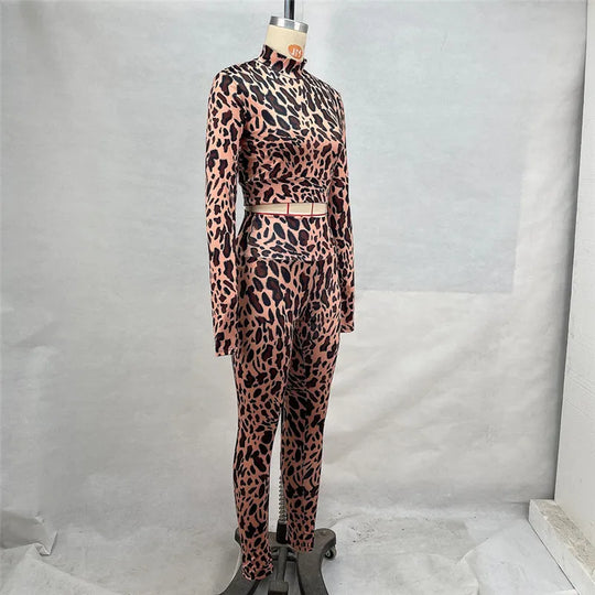 Shestyle Leopard Print Two-Piece Women’s Workout Set