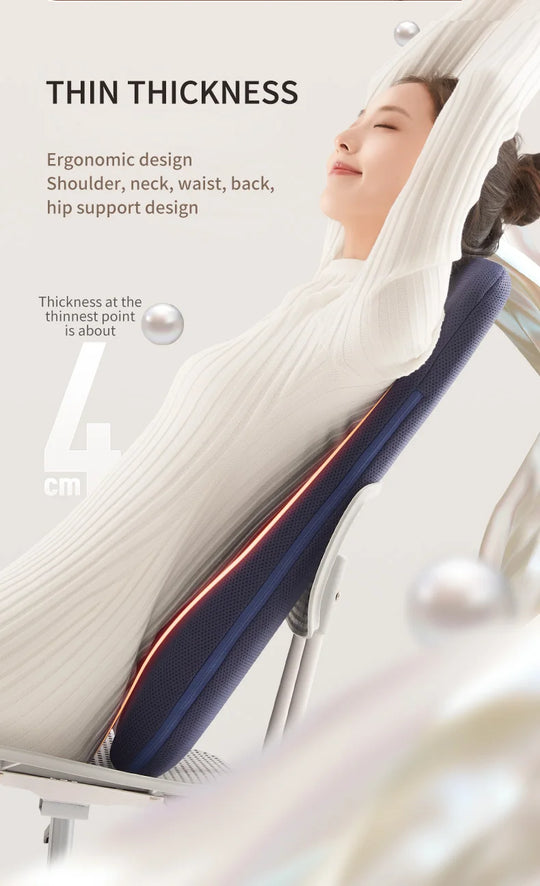 Shiatsu Neck and Back Massager with Heat Full Back Fixed Point Knead Rolling Ultra Slim Massage Cushion for Home Office Seat Use