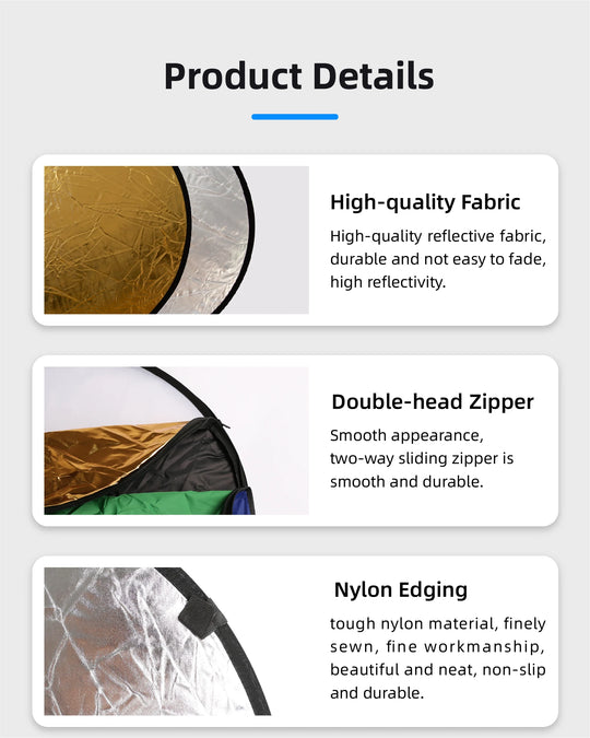 RF01 5-in-1 Collapsible Round Photography Reflector