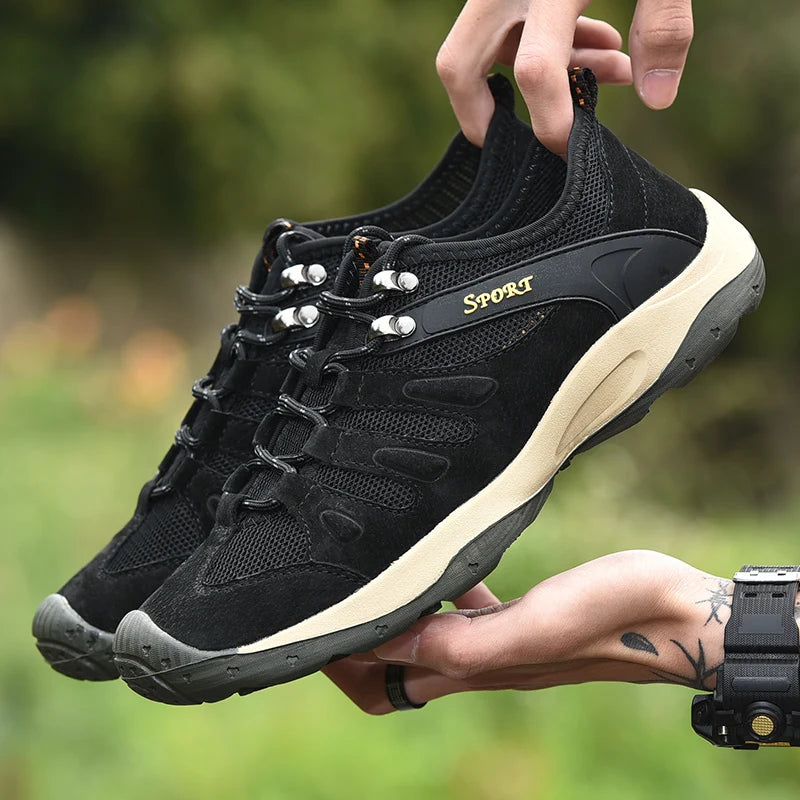 New Low-Top Lace-Up Hiking Shoes for Men Outdoor Hiking Shoes Travel Casual Shoes Breathable Treking Footwear Non-Slip Sneakers