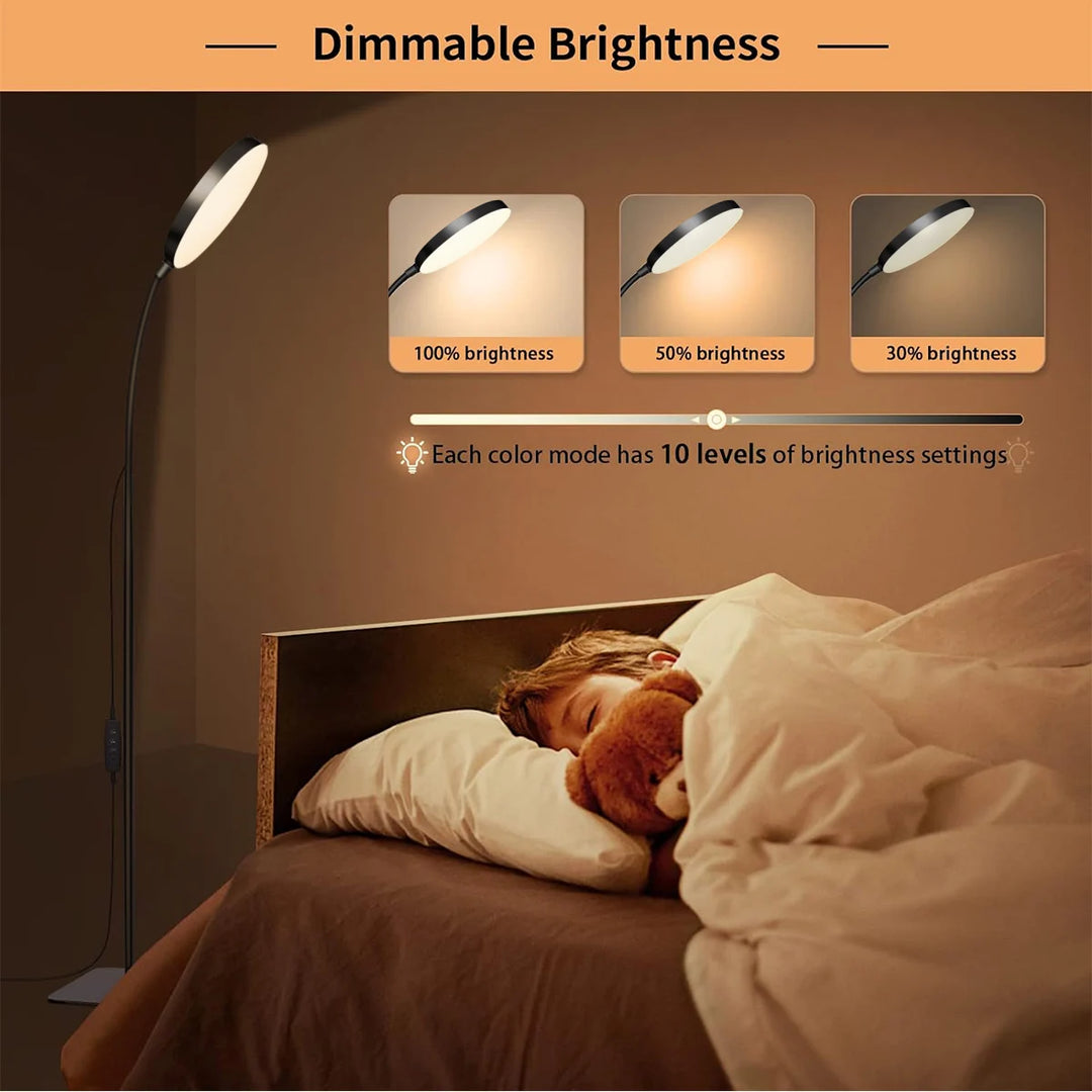 LED Floor Lamp Bright Tall Standing Lamp with 4 Brightness Levels 4 Color Temperatures Adjustable Gooseneck Standard Lamp