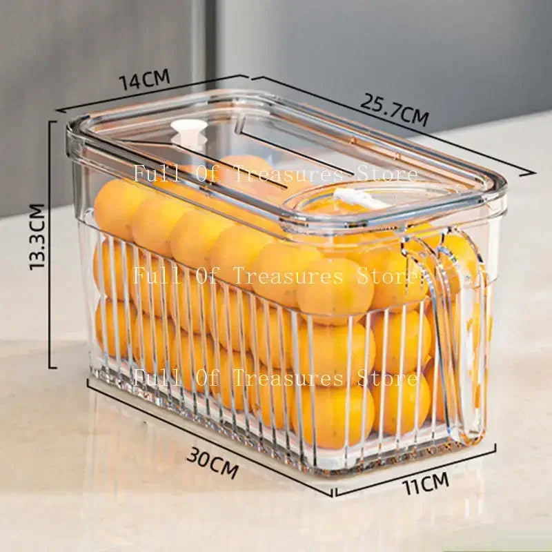 Refrigerator Storage Food Container with Drain Basket