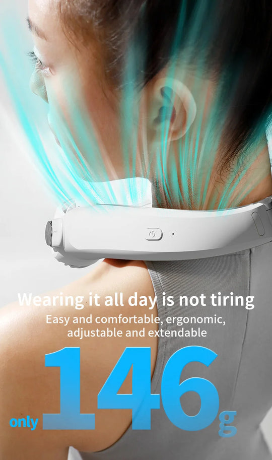 USB Rechargeable Rotor Neck Hanging Portable Fan Adjustable Bladeless Turbo Cooling for Dorm Home Outdoor Use
