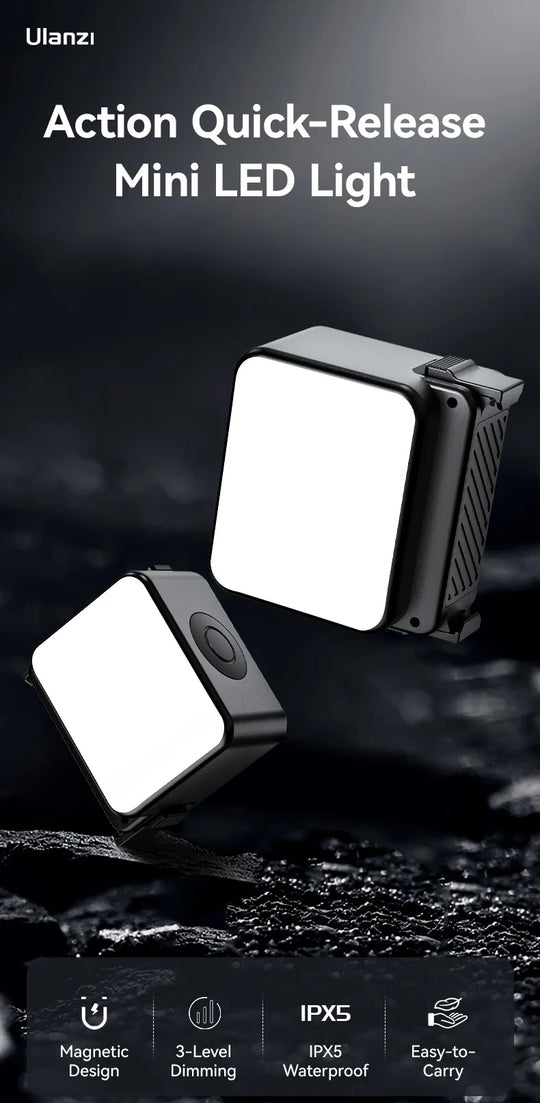 Ulanzi LM18 Led Video Fill Light IPX5 Waterproof  Magnetic 5600K for DJI Osmo Action 5/4/3 & Pocket 3 Action Camera Accessories