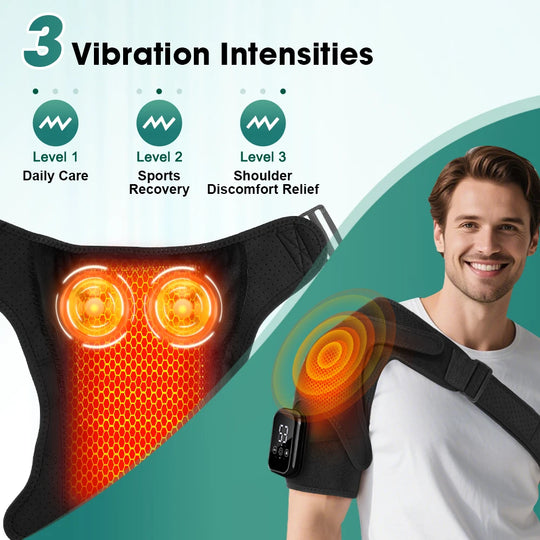 Electric Heating Shoulder Knee Massager with 3 Levels Vibration Muscle Relax Belt for Arm Enlarge Size for Shoulder