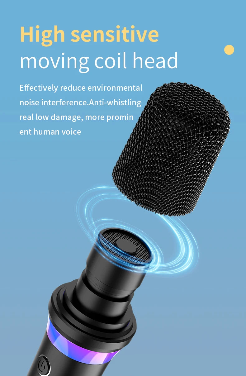 DS-K2 Karaoke Companion Bluetooth 5.3 Wireless Microphones with RGB Lights & DSP Mixer