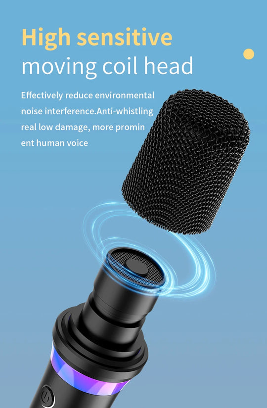 DS-K2 Karaoke Companion Bluetooth 5.3 Wireless Microphones with RGB Lights & DSP Mixer