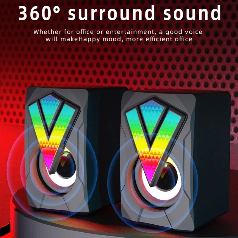 HIFI Stereo Computer Speakers with Mic & LED Light