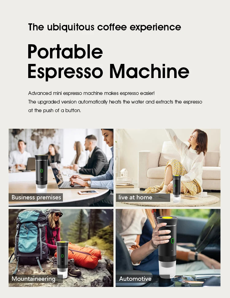New Portable 3-in-1 Wireless Espresso Coffee Maker - Ideal for Travel, Car, Home & Camping | Capsule & Powder Compatible