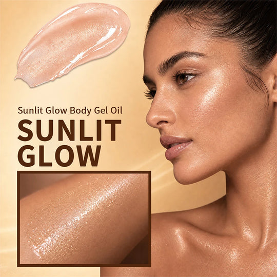 Shimmer Sunlit Glow Body Gel Oil Vanilla Cocoa Scent 100% Pure Cocoa Butter Hydrating Lipids Nourish Moisturize Radiant Glowing