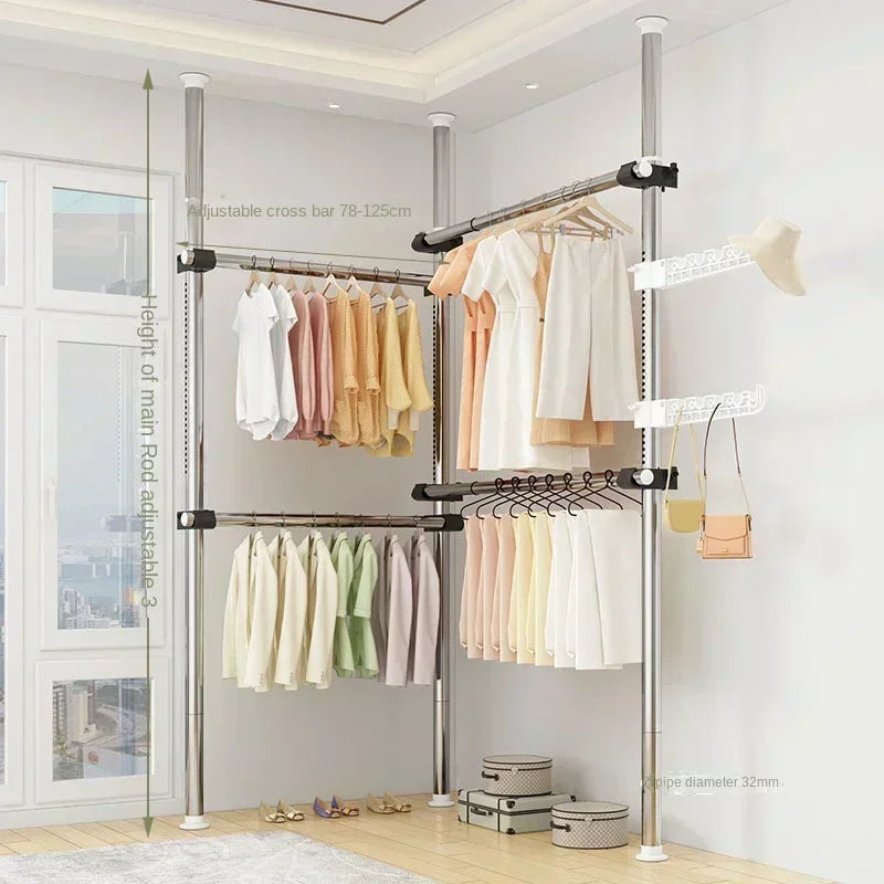 Dressing Rooms Hanger Floor Clothes Racks Clothing Shoe Floor Bedroom Garment Rack Rail Free Standing Percheros Furniture