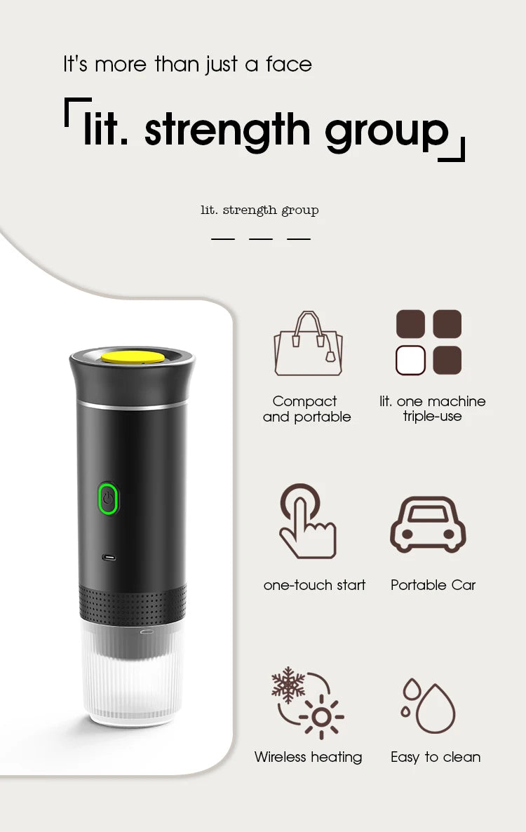 New Portable 3-in-1 Wireless Espresso Coffee Maker - Ideal for Travel, Car, Home & Camping | Capsule & Powder Compatible