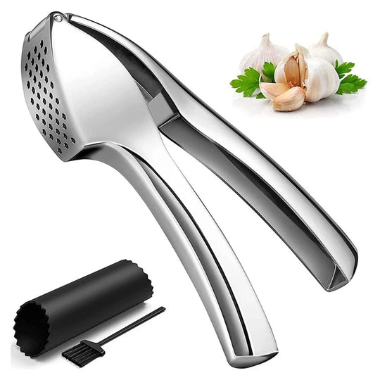 Garlic Press Manually Mashed Garlic Crusher Machine Handheld Ergonomic Grip Anti-Rust Cooking Ginger Crusher Kitchen Tools