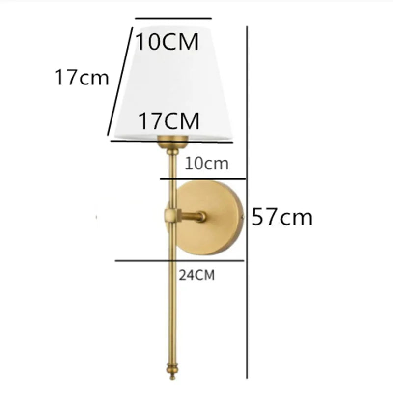 Modern American Wall Lamp for Bathroom Mirror Light Bedroom Room Decor Corridor Cloth shade Sconce 100V-220V Hard wired