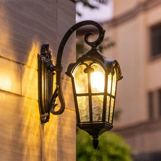 American Retro Outdoor Waterproof Wall Lamp Black Balcony Corridor Aisle Courtyard Exterior Wall Villa Gate Garden LED Lamp