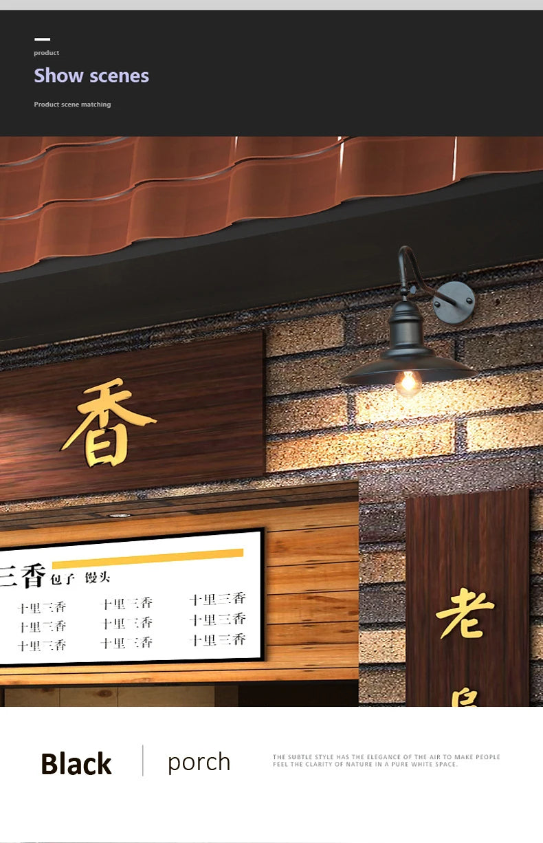 American Industrial Wall Lamp Porch Lamp Outdoor Courtyard Garden Lamp Billboard Park Wall Light Stair Bedside Bedroom Lighting