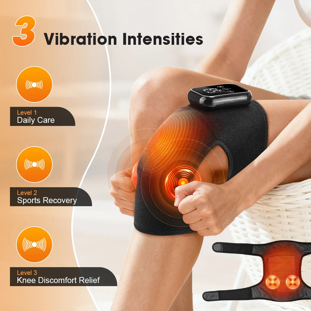 Electric Heating Shoulder Knee Massager with 3 Levels Vibration Muscle Relax Belt for Arm Enlarge Size for Shoulder
