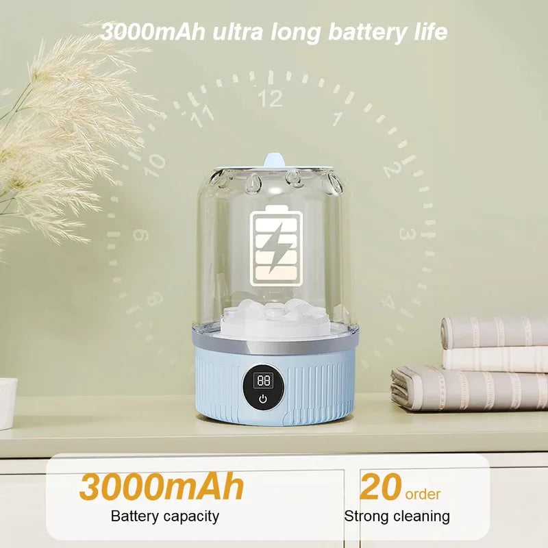 Mini Washing Machine Portable Washer Underwear Washer Rechargeable Automatic Laundry Cup Washing Machine Travel Home Dormitory