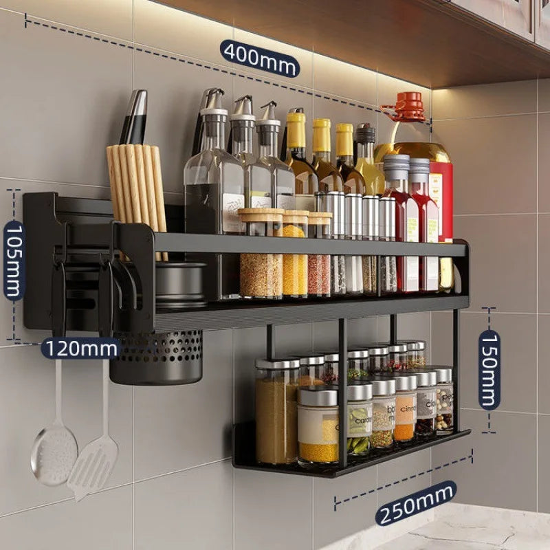 50/40cm Double-Layer Wall-Mounted Kitchen Shelf