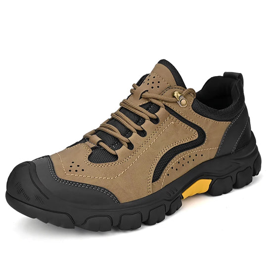 Men's Leather Outdoor Lace Up Anti Slip Sports Shoes Comfortable  Lightweight Hiking Shoes Casual  Breathable Hiking Shoes