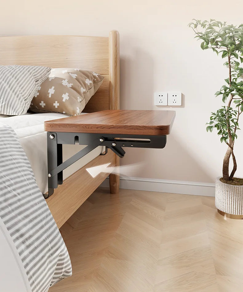 Foldable Collapsible Organizer Attachable Bedside Shelf Table Under Bed Mat Dorm Bunk Bed Storage for College Space Save