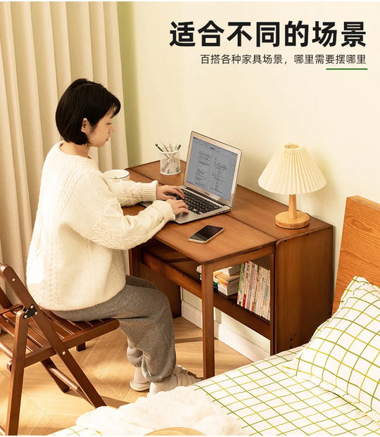 Folding Desk Computer Table Office Desk Student Home Small Desktop Solid Wood Bedroom Bedside Writing Workstation