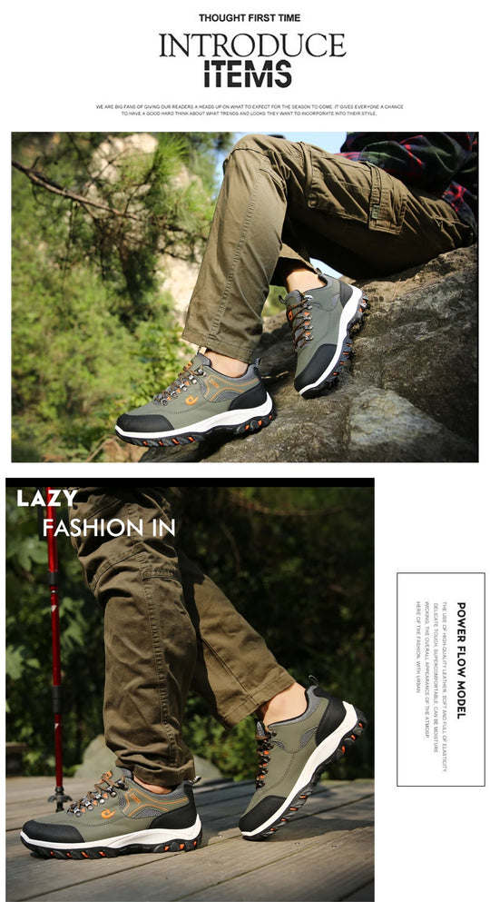 Casuals Men Shoes Summer Breathable Hiking Walking Sneakers Outdoor Ultralight Leather Slip-on Climbing Trekking Sneakers 2026