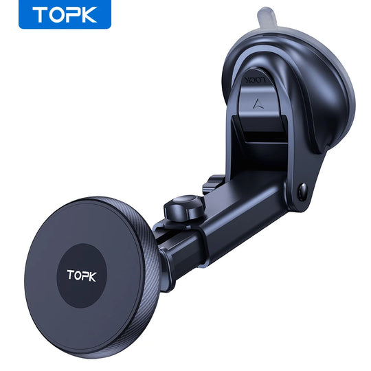 TOPK Magnetic Car Phone Holder Mount For Magsafe IPhone15 Pro Max Single-Hand Operation Metal Hook Magnetic Phone Holder for Car