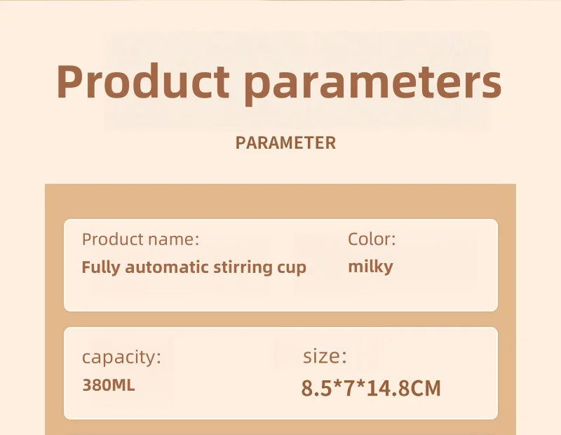 Automatic Mixing Cup 380ml Portable Rechargeable Electric Stirring Stainless Steel Magnetic Rotating Blender Stirring Cup