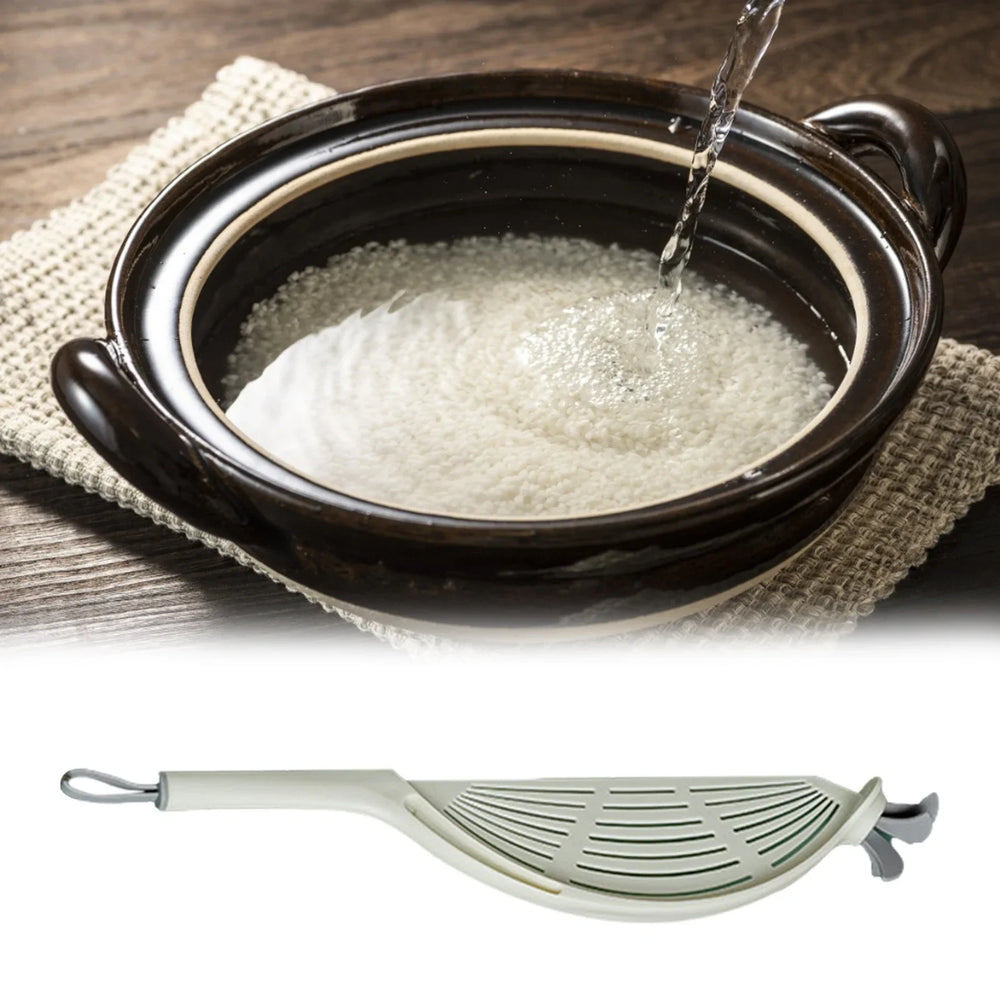 Plastic Crescent Pot Strainer with Silicone Handle