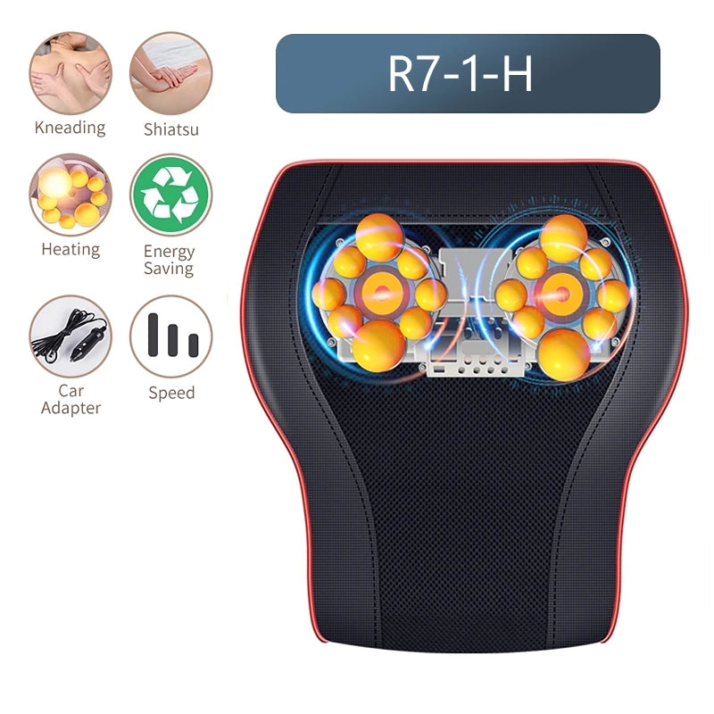 Jinkairui Electric Shiatsu Head Neck Cervical Ttraction Body Massager Car Back Pillow with Heating Vibrating Massage Device - Jscomfortzstore