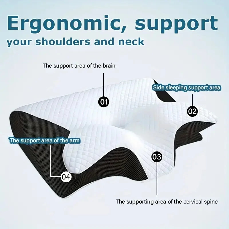 [Ergonomic Neck Pillow] Breathable Ergonomic Neck Pillow for Better Sleep – Cervical Support, Relaxing Contour Design, Ideal for