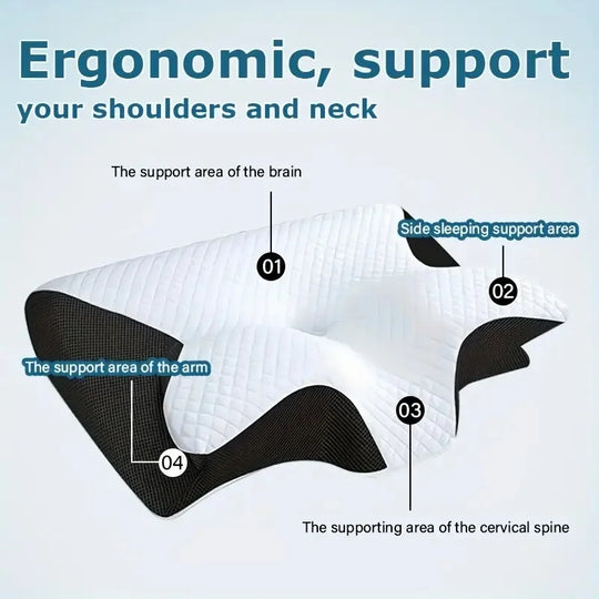 [Ergonomic Neck Pillow] Breathable Ergonomic Neck Pillow for Better Sleep – Cervical Support, Relaxing Contour Design, Ideal for