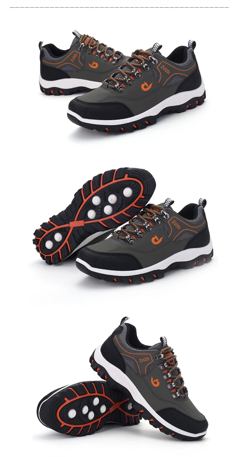 Casuals Men Shoes Summer Breathable Hiking Walking Sneakers Outdoor Ultralight Leather Slip-on Climbing Trekking Sneakers 2026