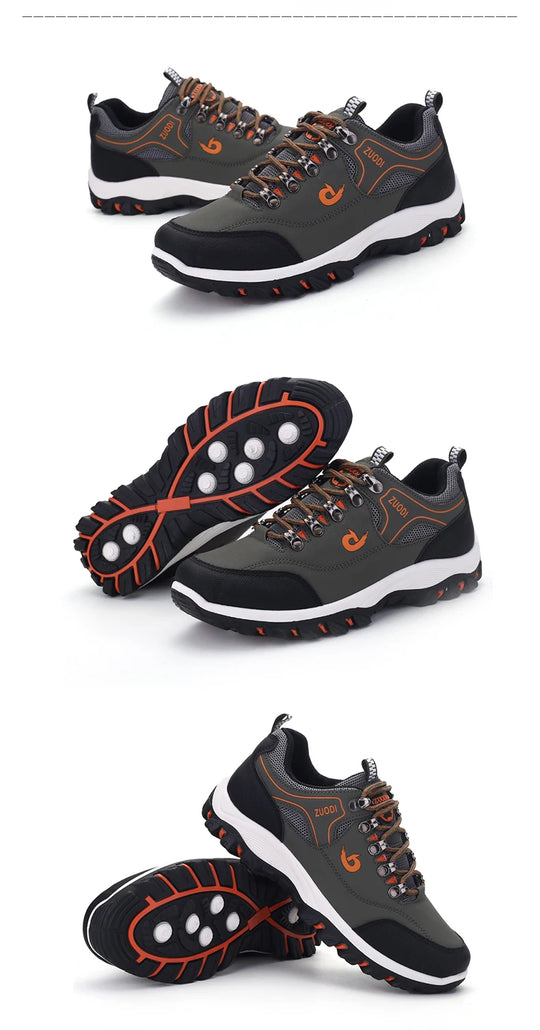 Casuals Men Shoes Summer Breathable Hiking Walking Sneakers Outdoor Ultralight Leather Slip-on Climbing Trekking Sneakers 2026