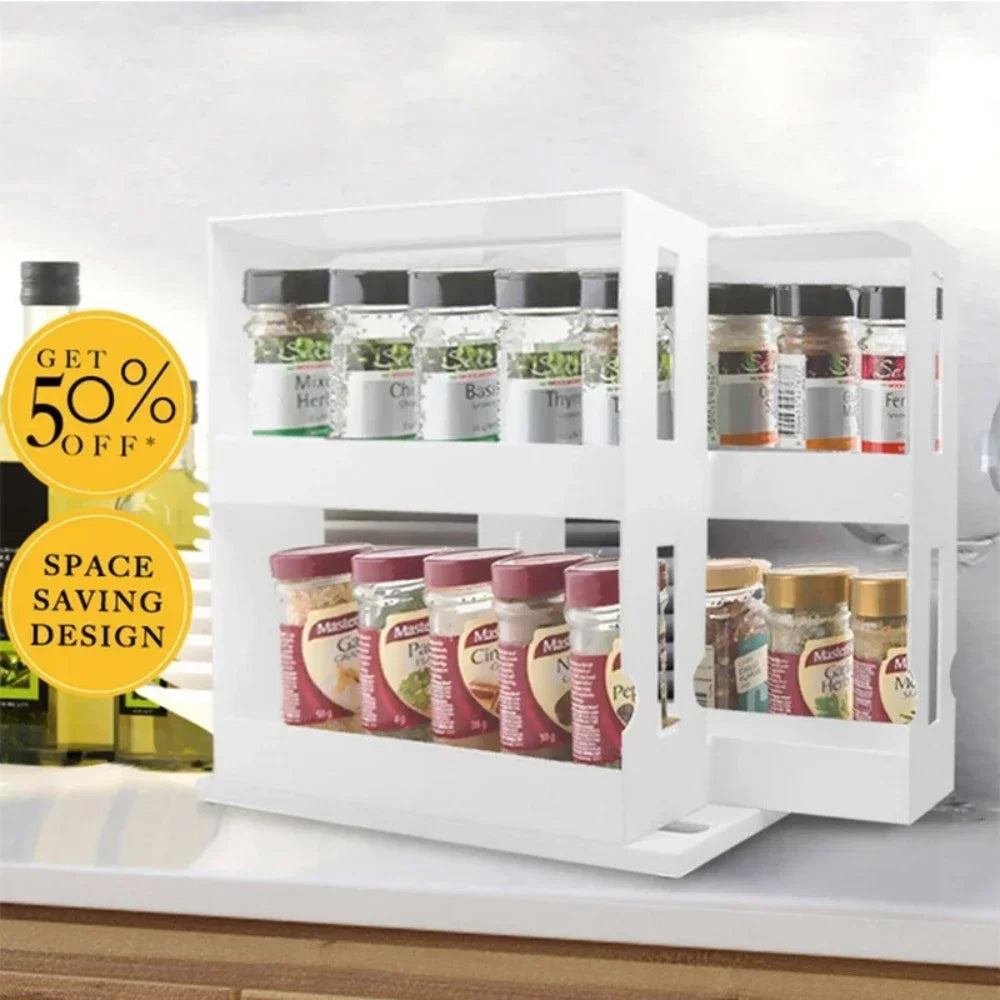 2-Tier Rotating Spice Organizer Rack