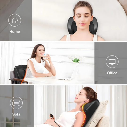 Neck Pillow Massager 3 Speed Adjustment Vibration Heating Massage Machine Can Be Used To Relax Shoulder, Neck, And Back Muscle