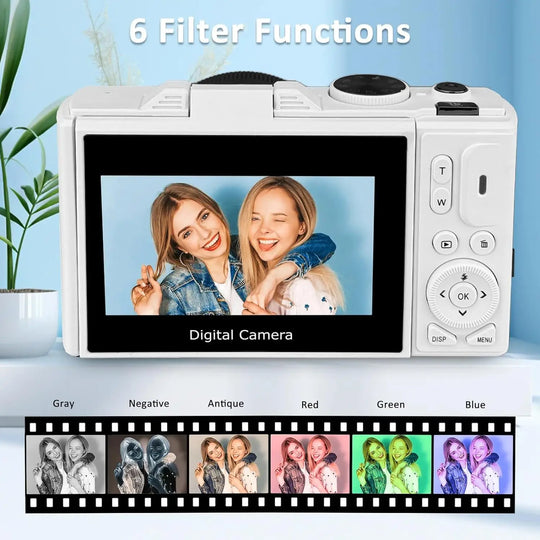 4K YouTube Vlog Video Camera with 3’’ Flip Screen & Anti-Shake Selfie Camcorder
