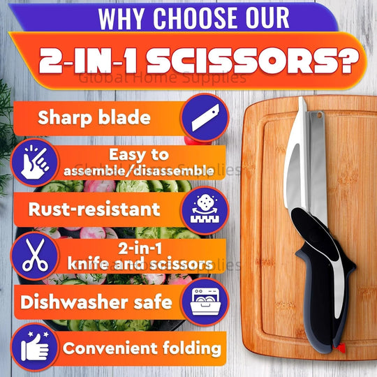 2-in-1 Food Scissors with Cutting Board