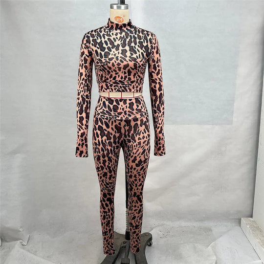 Shestyle Leopard Print Two-Piece Women’s Workout Set