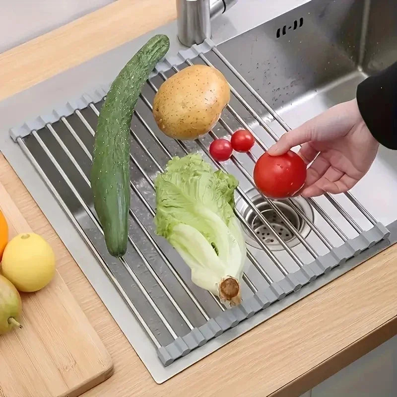 Silicone & Stainless Steel Dish Drainer