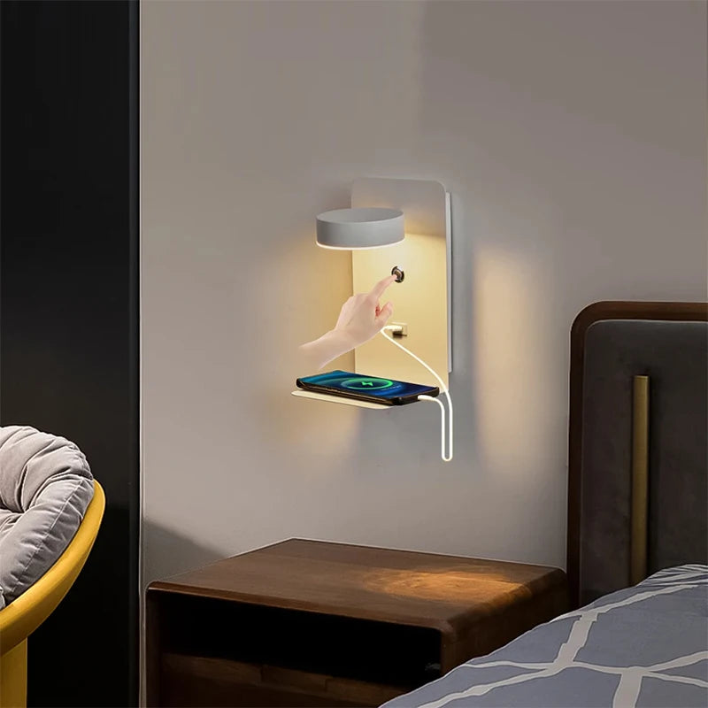 Led Wall Lamp Modern Simplicity Interior Wall Light Bedroom Night Lamp Bedside Lamp LED Light with Usb Mobile Phone Charging