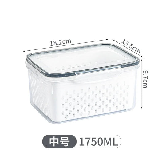 Multipurpose Refrigerator Storage Container with Drain Basket