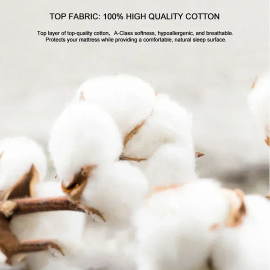 Super Comfort Mattress Cover- 100% Cotton Top Layer，Antibacterial & Anti-mites Mattress Protector with 4 Elastic Corner Straps